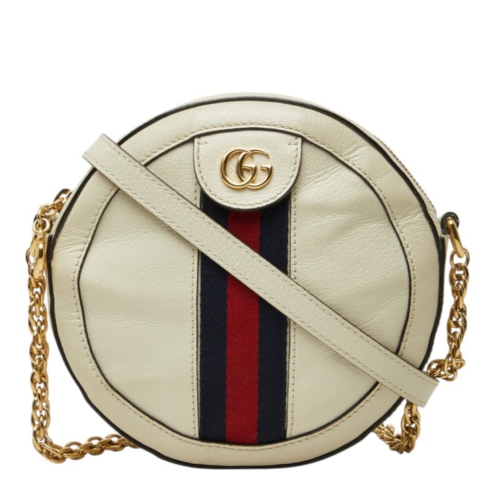 Gucci Ophidia Mini Round Double G Web Stripe Crossbody Chain Shoulder Bag 550...